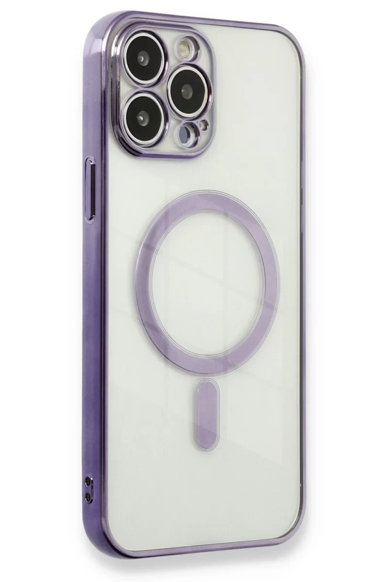 Newface Apple iPhone 13 Pro Kılıf Magneticsafe Lazer Silikon - Mor