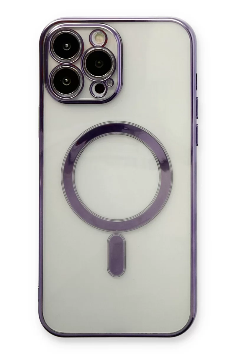 Newface Apple iPhone 13 Pro Kılıf Magneticsafe Lazer Silikon - Mor