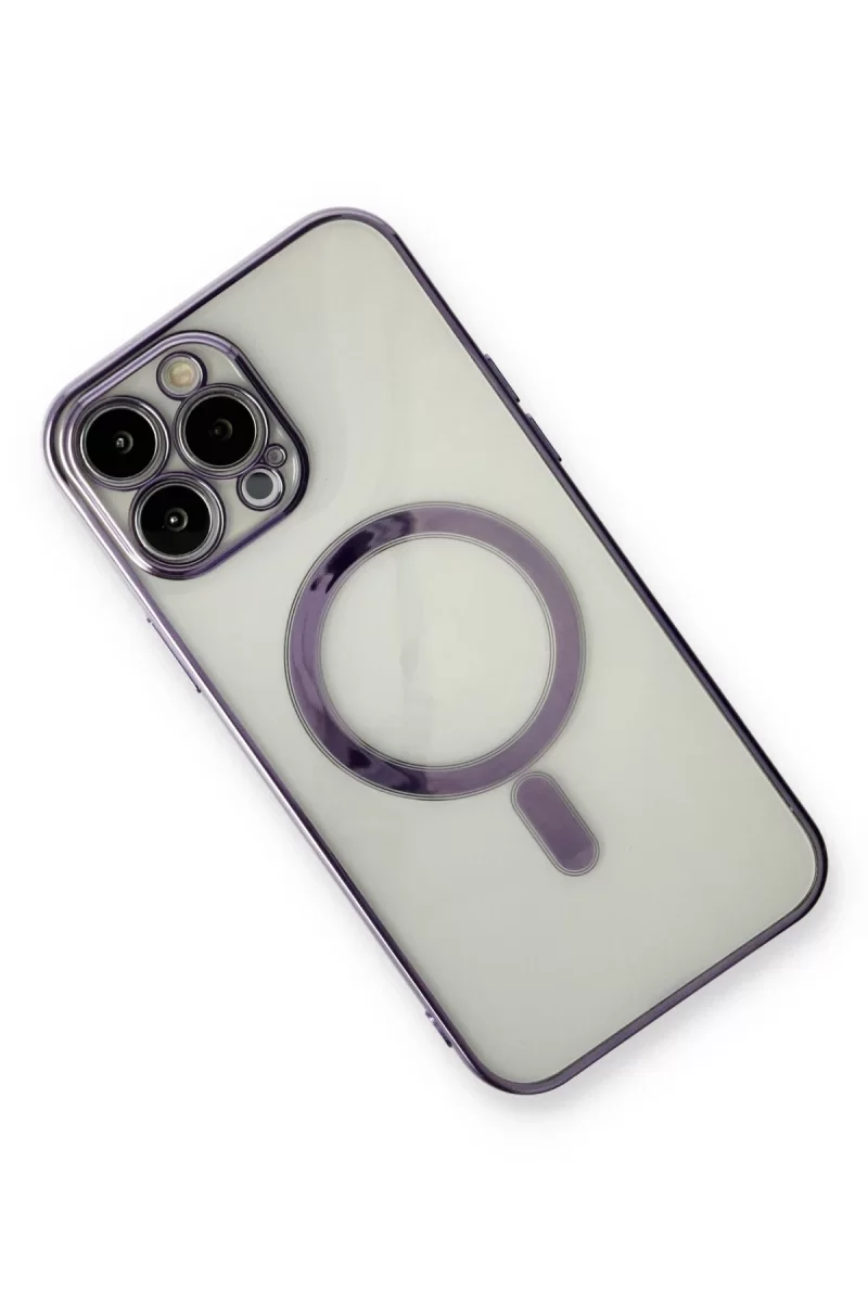 Newface Apple iPhone 13 Pro Kılıf Magneticsafe Lazer Silikon - Mor