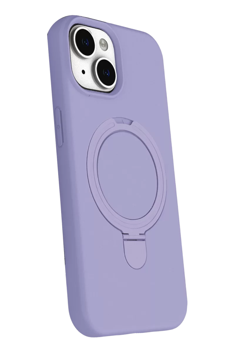 Newface Apple iPhone 15 Plus Regal Magsafe Standlı Kapak - Lila