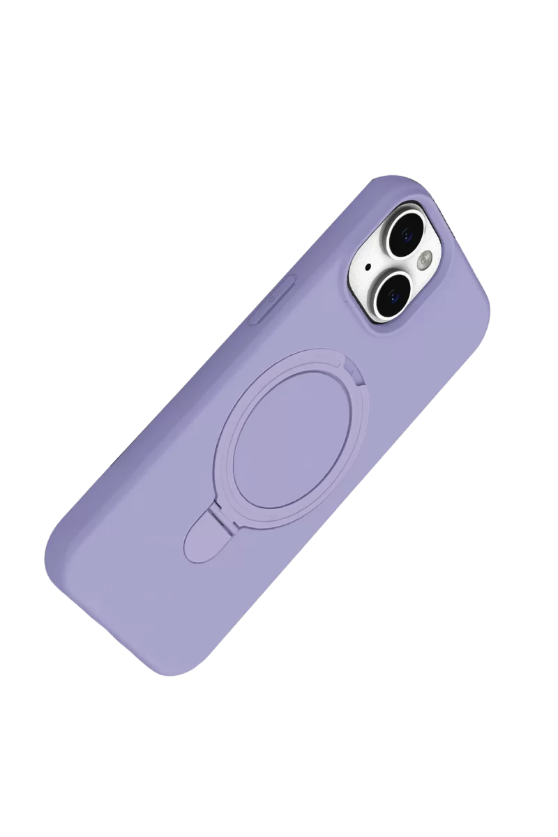 Newface Apple iPhone 15 Plus Regal Magsafe Standlı Kapak - Lila