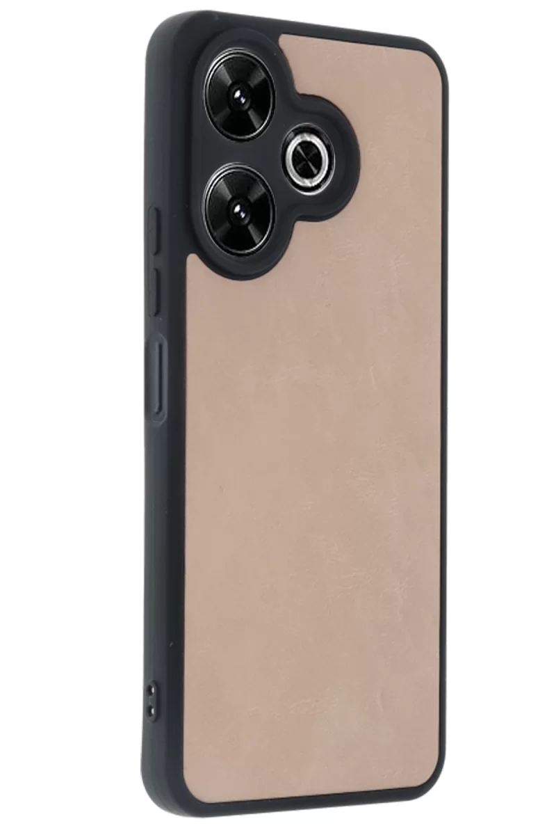 Newface Xiaomi Redmi 13 4G Kılıf Aras Deri Kapak - Pudra