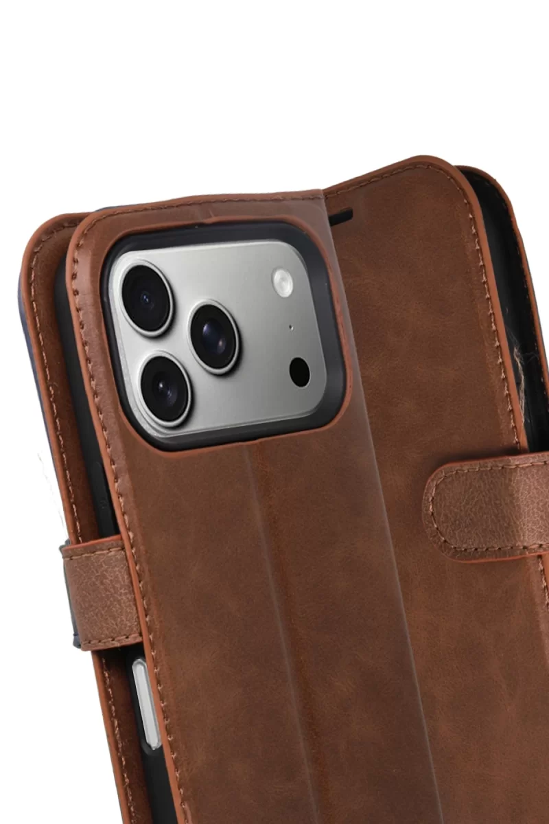 Newface Apple iPhone 17 Pro Trend S Plus Kapaklı Kılıf - Taba