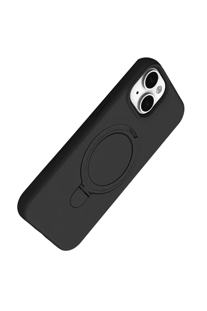 Newface Apple iPhone 15 Plus Regal Magsafe Standlı Kapak - Siyah