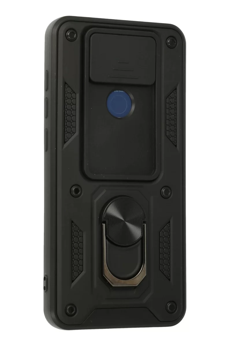 Newface Xiaomi Redmi Note 9 Kılıf Pars Lens Yüzüklü Silikon - Siyah