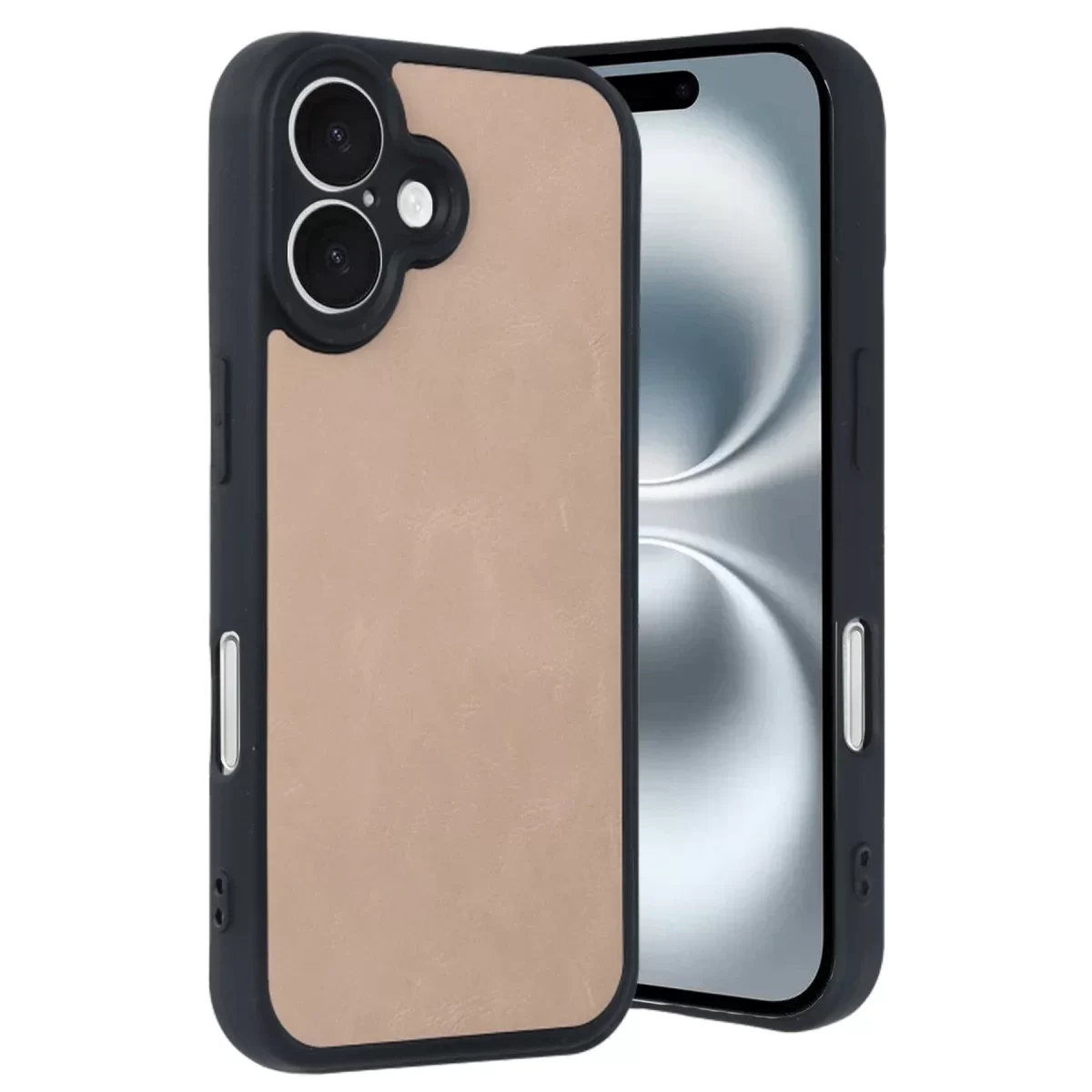 Newface Apple iPhone 16 Kılıf Aras Deri Kapak - Pudra