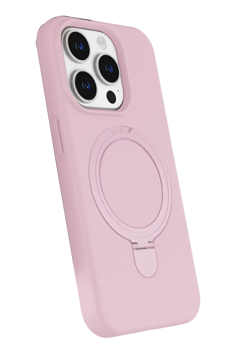 Newface Apple iPhone 15 Pro Max Regal Magsafe Standlı Kapak - Açık Pembe