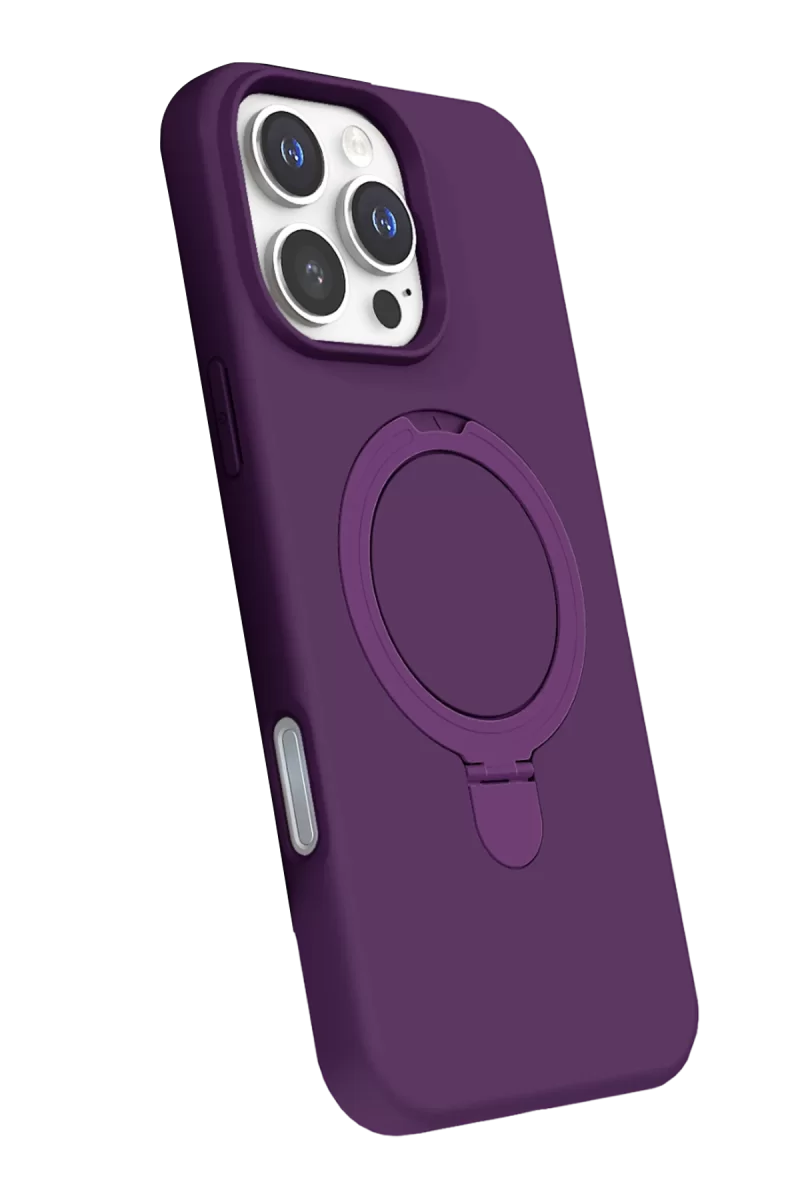 Newface Apple iPhone 16 Pro Regal Magsafe Standlı Kapak - Derin Mor