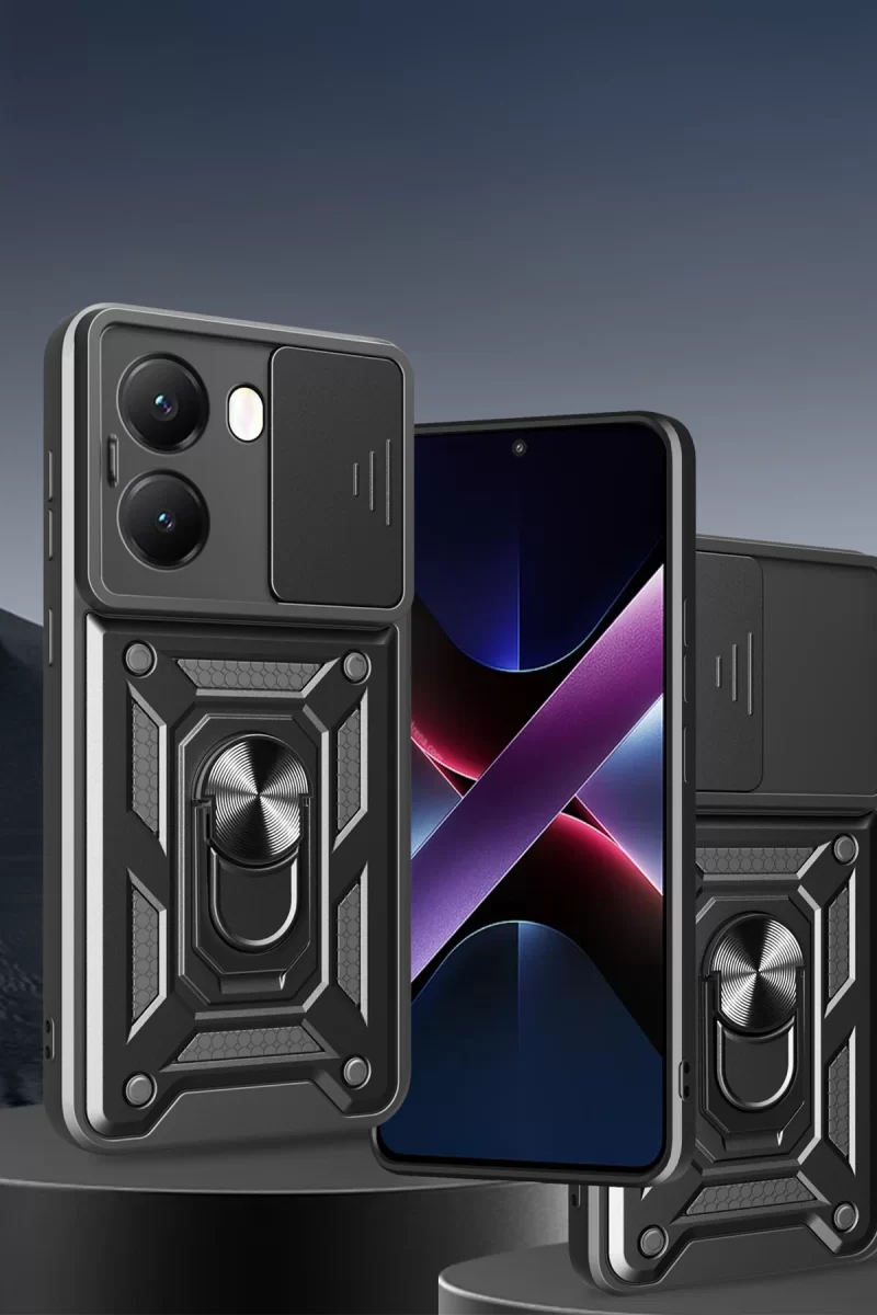 Newface Xiaomi Poco X7 Pro Kılıf Pars Lens Yüzüklü Silikon - Siyah
