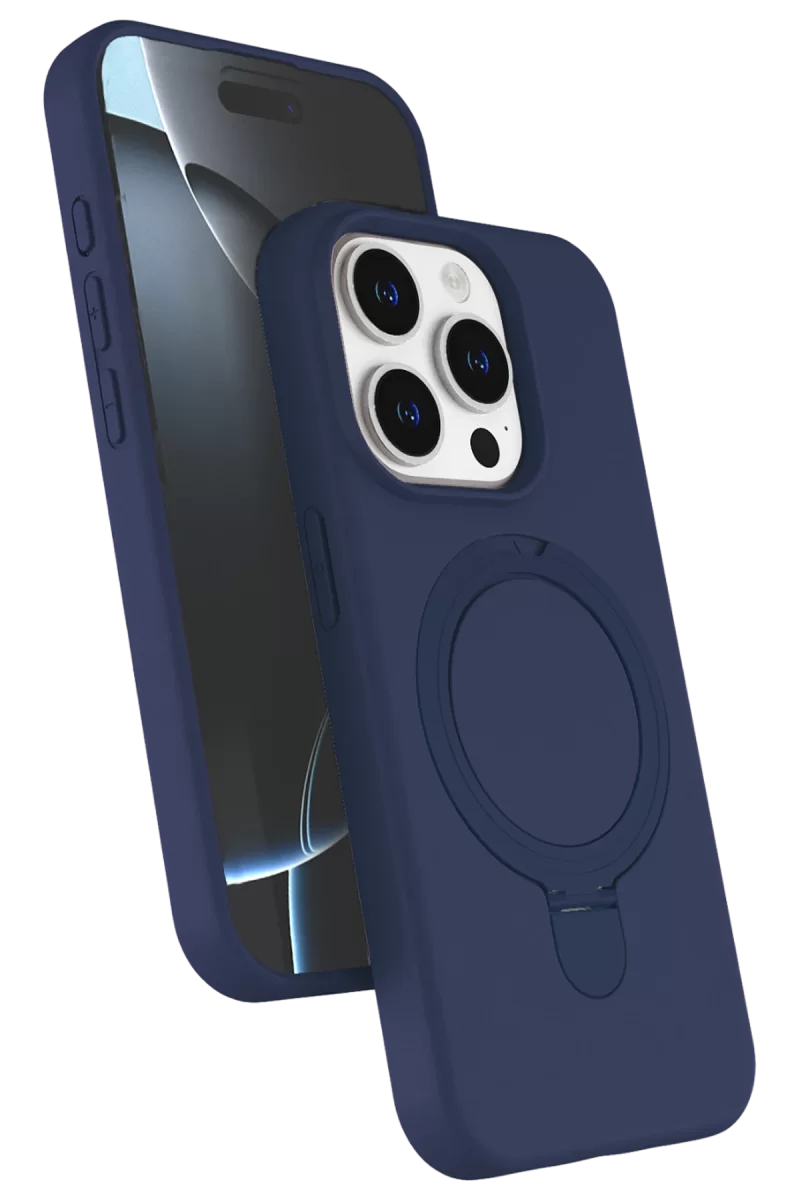 Newface Apple iPhone 15 Pro Max Regal Magsafe Standlı Kapak - Lacivert