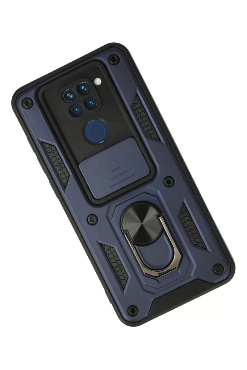 Newface Xiaomi Redmi Note 9 Kılıf Pars Lens Yüzüklü Silikon - Lacivert