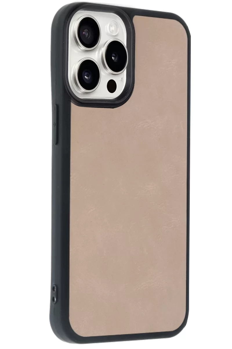 Newface Apple iPhone 14 Pro Max Kılıf Aras Deri Kapak - Pudra