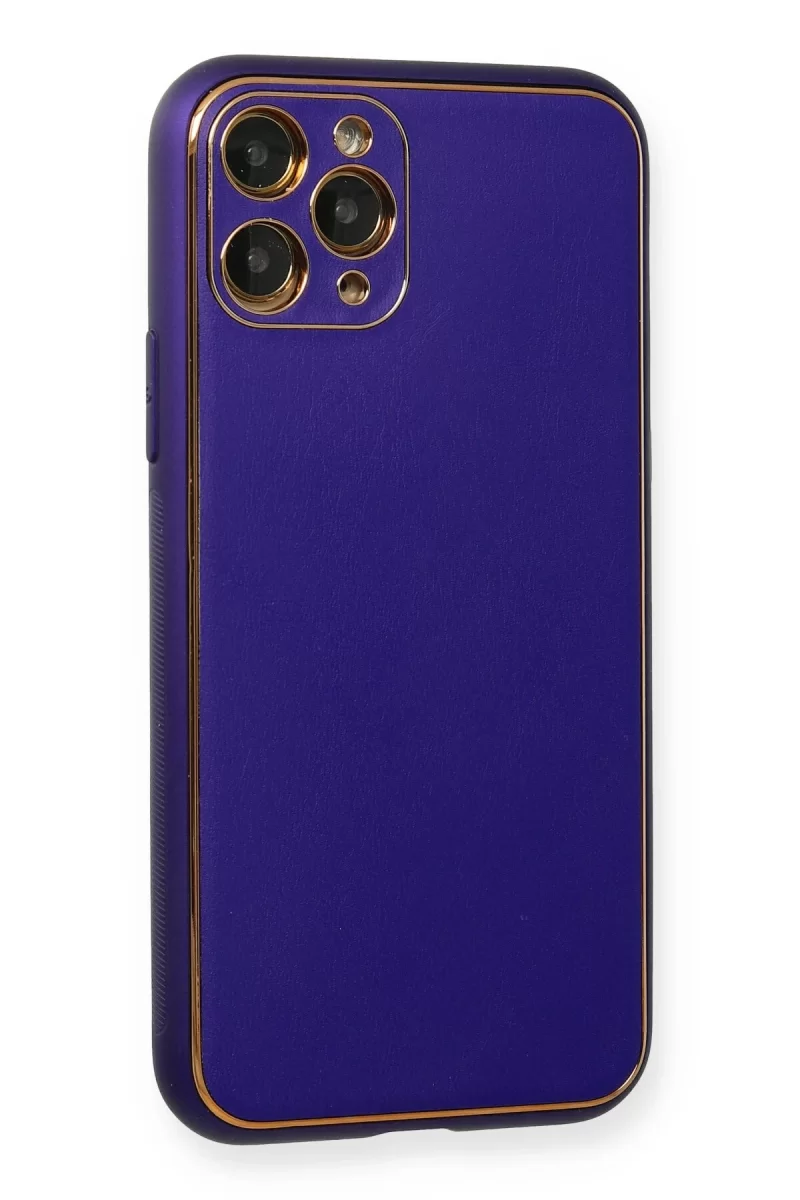 Newface Apple iPhone 11 Pro Kılıf Coco Deri Silikon Kapak - Mor