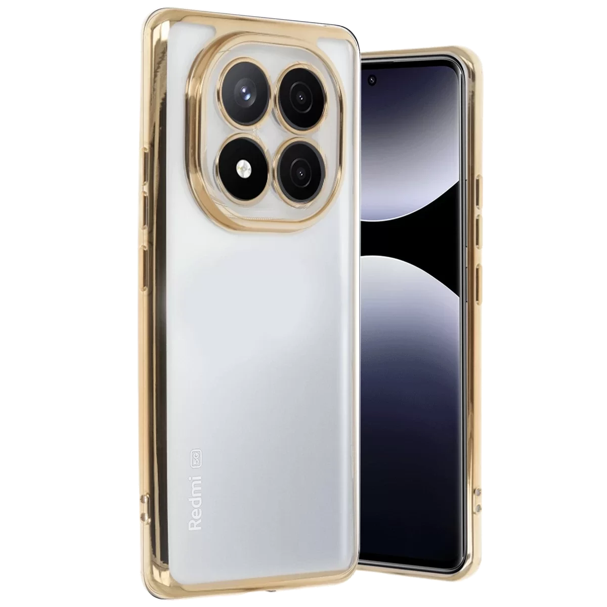 Newface Xiaomi Redmi Note 14 Pro 5G Kılıf Razer Lensli Silikon - Gold
