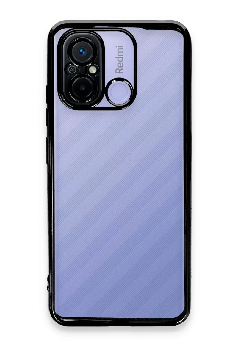 Newface Xiaomi Redmi 12C Kılıf Razer Lensli Silikon - Siyah