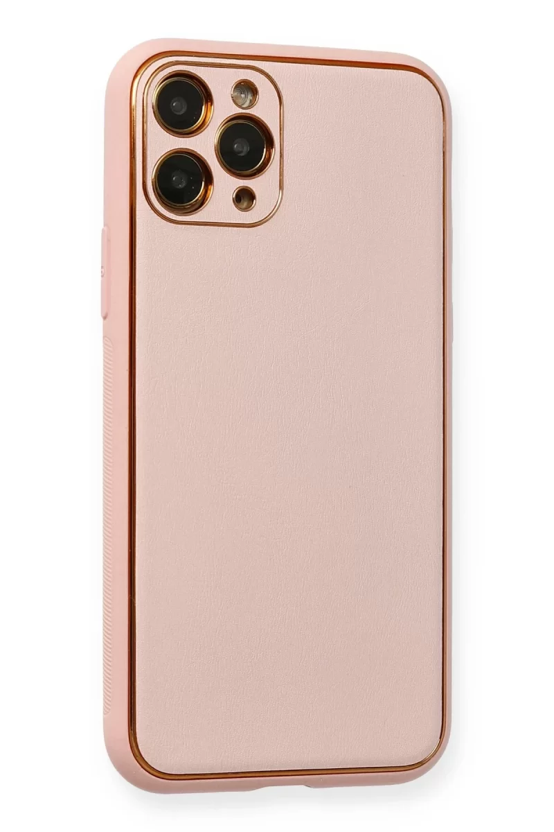Newface Apple iPhone 11 Pro Kılıf Coco Deri Silikon Kapak - Pembe