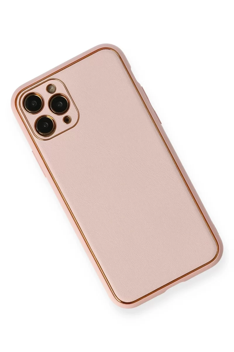 Newface Apple iPhone 11 Pro Kılıf Coco Deri Silikon Kapak - Pembe