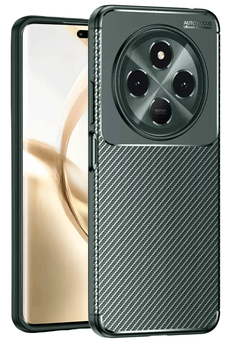 Newface Tecno Spark 30C Kılıf Auto Focus Karbon Kapak - Koyu Yeşil