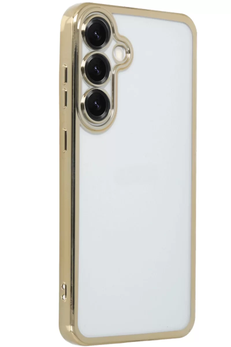 Newface Samsung Galaxy S25 Plus Kılıf Razer Lensli Silikon - Gold