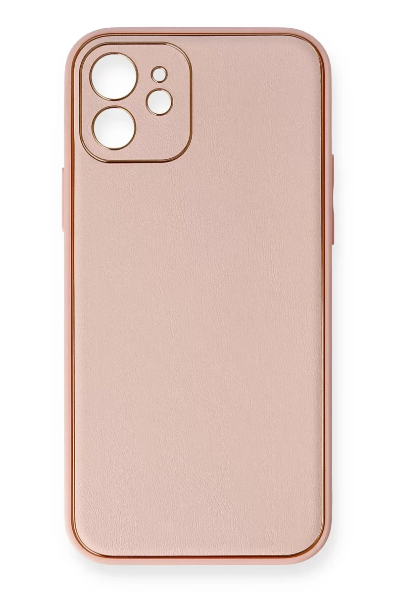Newface Apple iPhone 12 Kılıf Coco Deri Silikon Kapak - Pembe
