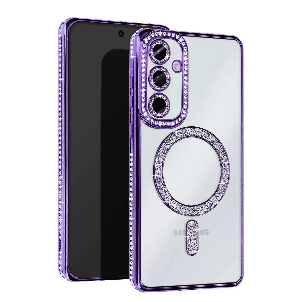 Newface Samsung Galaxy A15 4G Joke Simli Magneticsafe Kılıf - Derin Mor