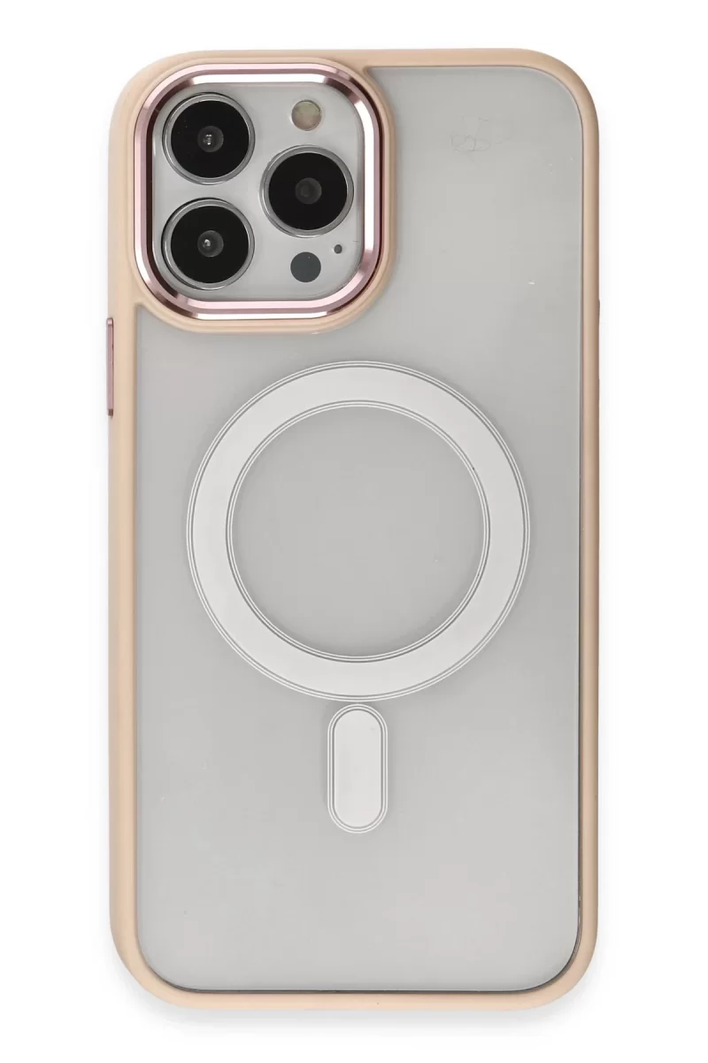 Newface Apple iPhone 15 Pro Max Kılıf Room Magneticsafe Silikon - Pudra