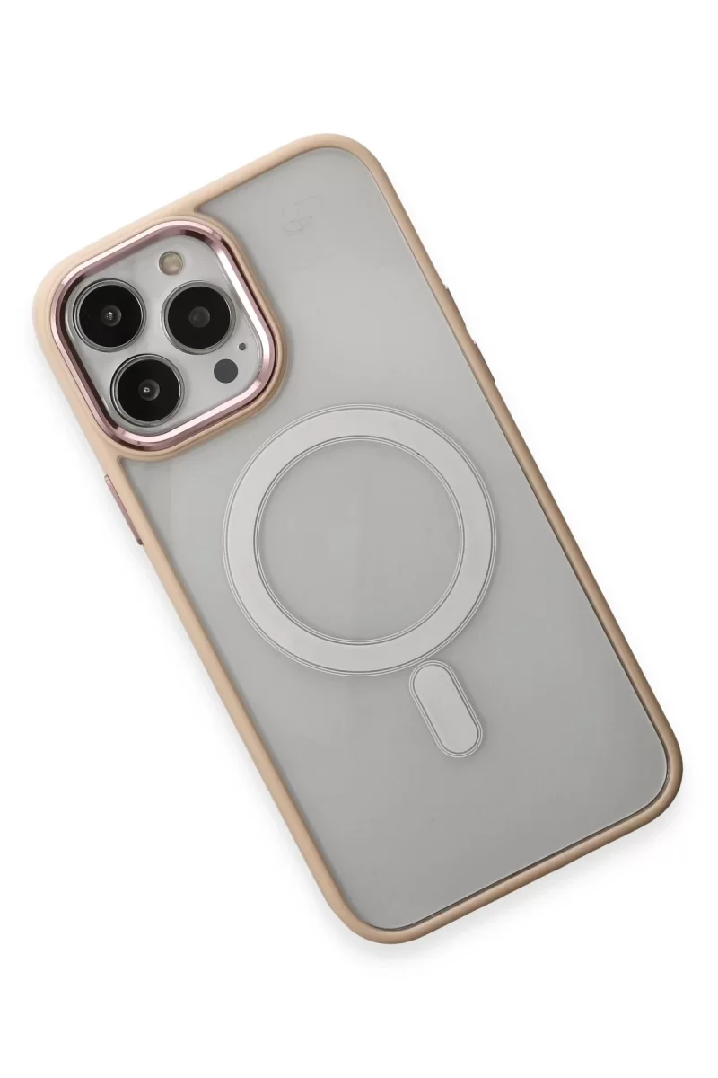 Newface Apple iPhone 15 Pro Max Kılıf Room Magneticsafe Silikon - Pudra
