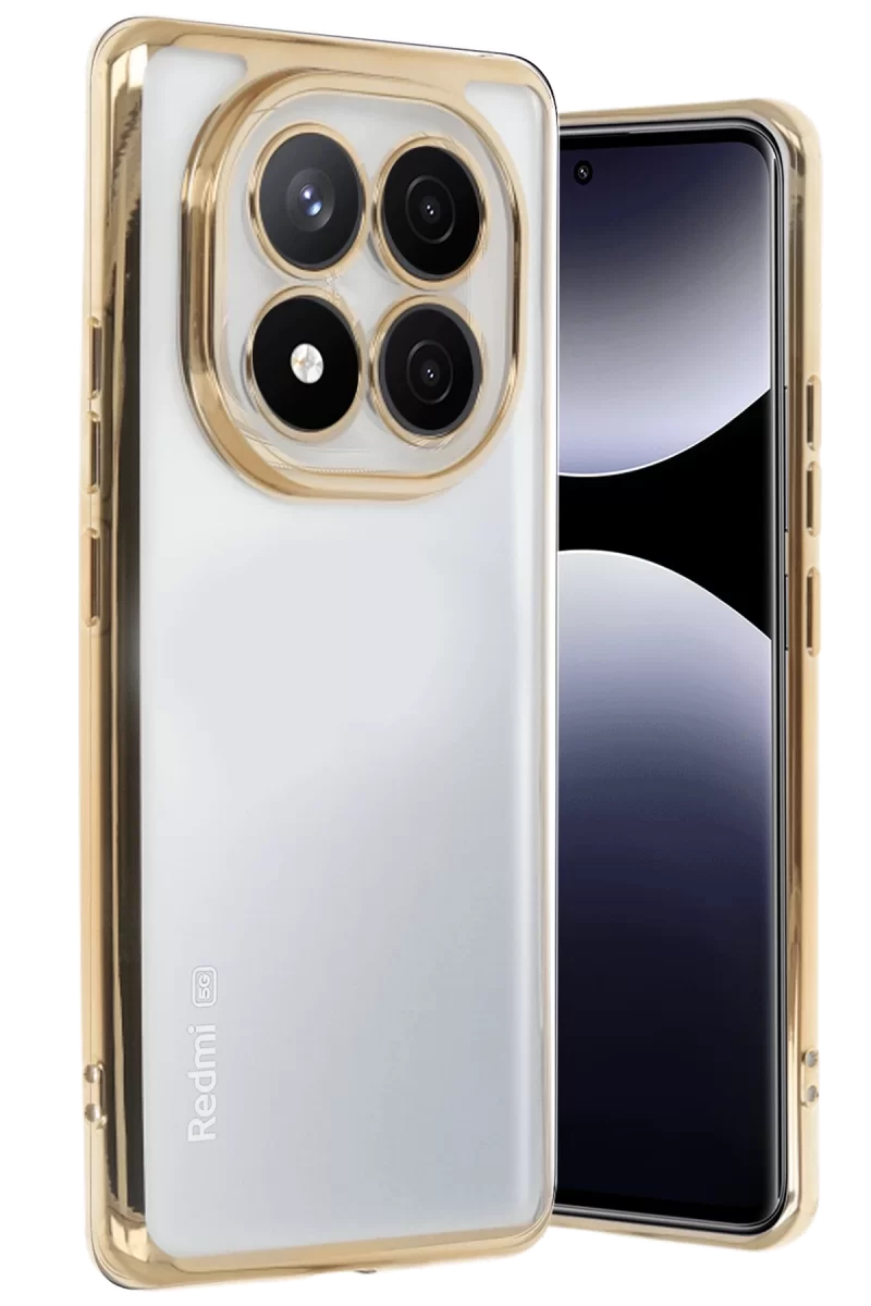 Newface Xiaomi Redmi Note 14 Pro 4G Kılıf Razer Lensli Silikon - Gold