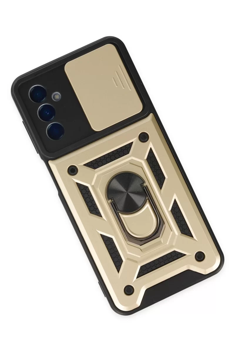 Newface Samsung Galaxy A04S Kılıf Pars Lens Yüzüklü Silikon - Gold