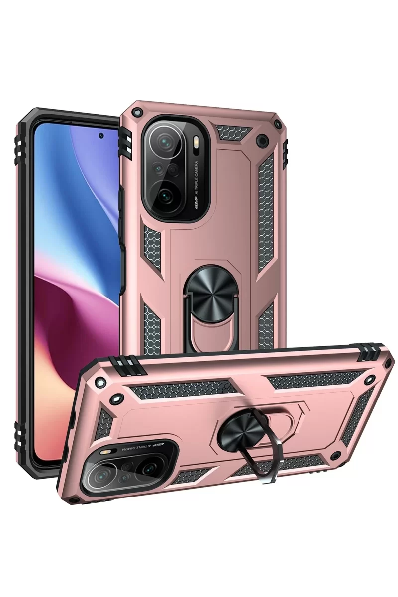 Newface Xiaomi Poco F3 Kılıf Sofya Yüzüklü Silikon Kapak - Rose