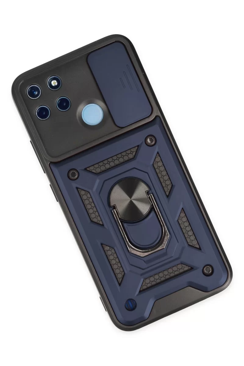 Newface Realme C25Y Kılıf Pars Lens Yüzüklü Silikon - Lacivert