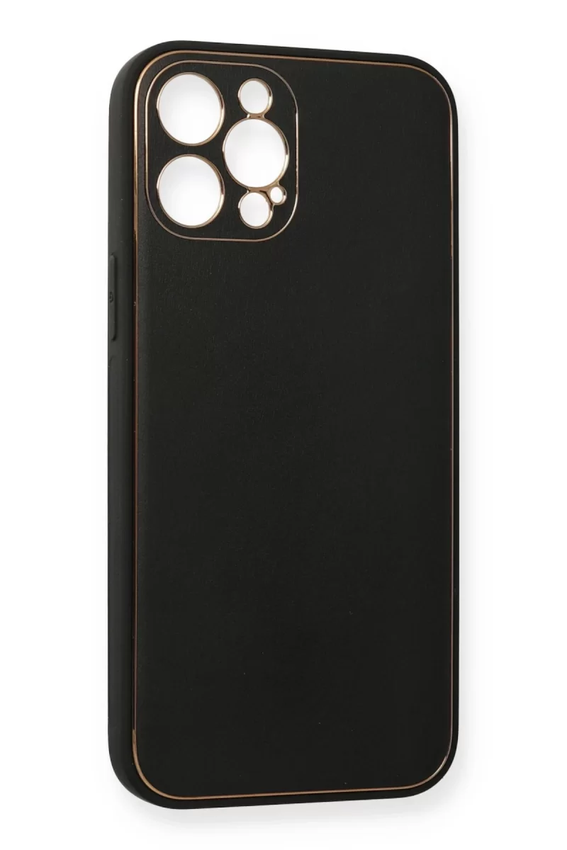 Newface Apple iPhone 12 Pro Kılıf Coco Deri Silikon Kapak - Siyah