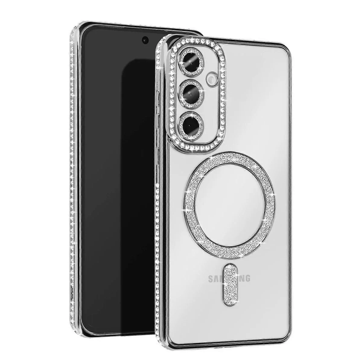 Newface Samsung Galaxy A15 4G Joke Simli Magneticsafe Kılıf - Gümüş