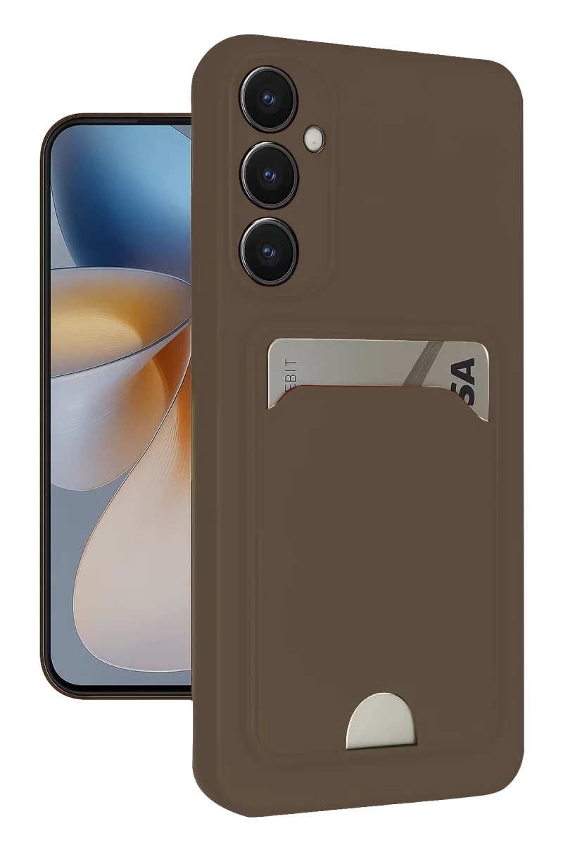 Newface Samsung Galaxy S24 FE Kılıf Kelvin Kartvizitli Silikon - Kahverengi