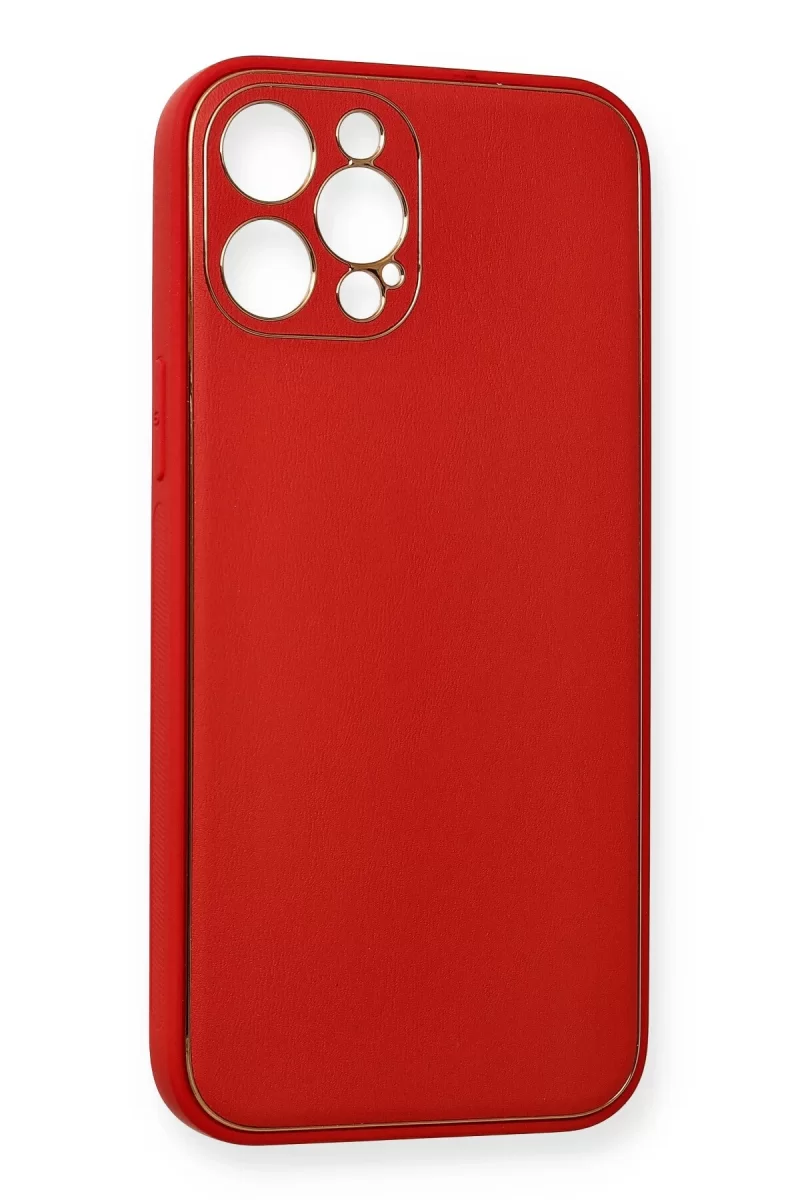 Newface Apple iPhone 12 Pro Max Kılıf Coco Deri Silikon Kapak - Kırmızı