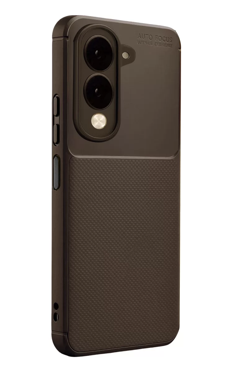 Newface Vivo Y29S Auto Focus Karbon Kapak - Kahverengi