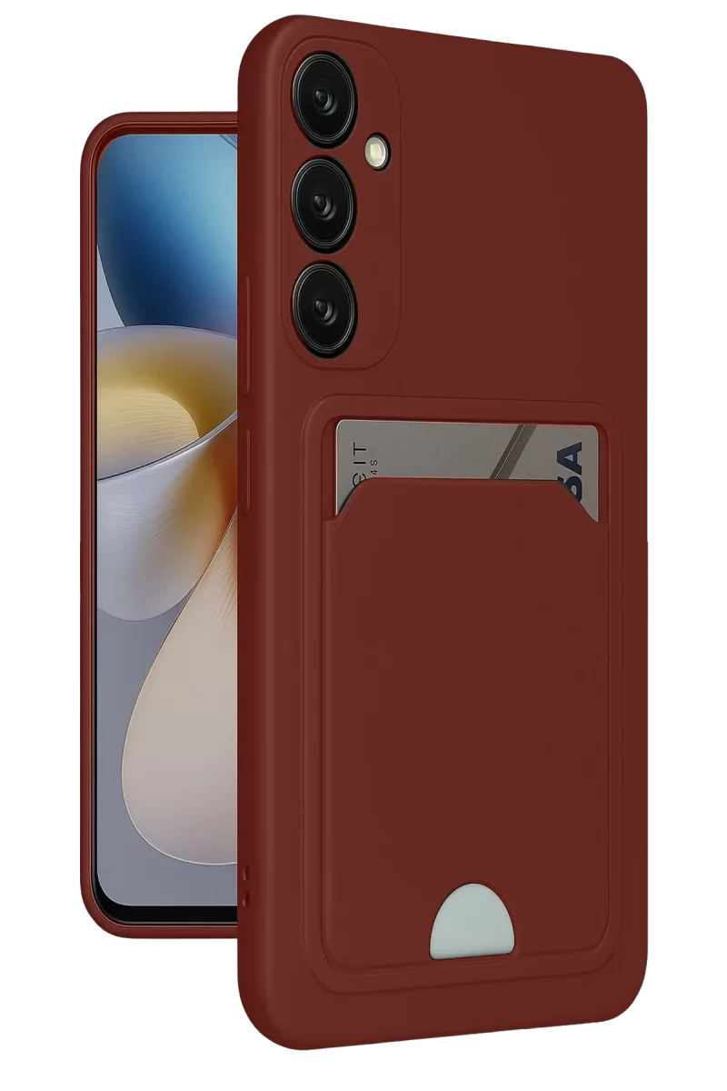 Newface Samsung Galaxy S24 FE Kılıf Kelvin Kartvizitli Silikon - Bordo
