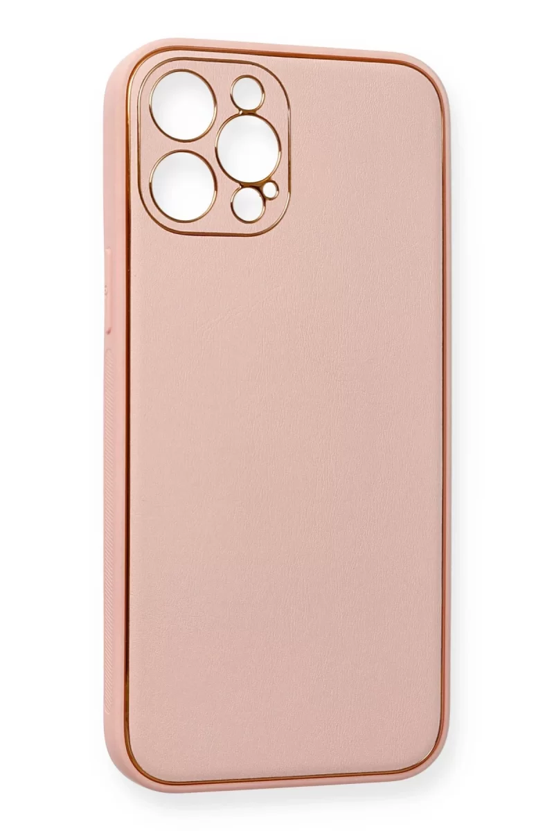 Newface Apple iPhone 12 Pro Max Kılıf Coco Deri Silikon Kapak - Pembe