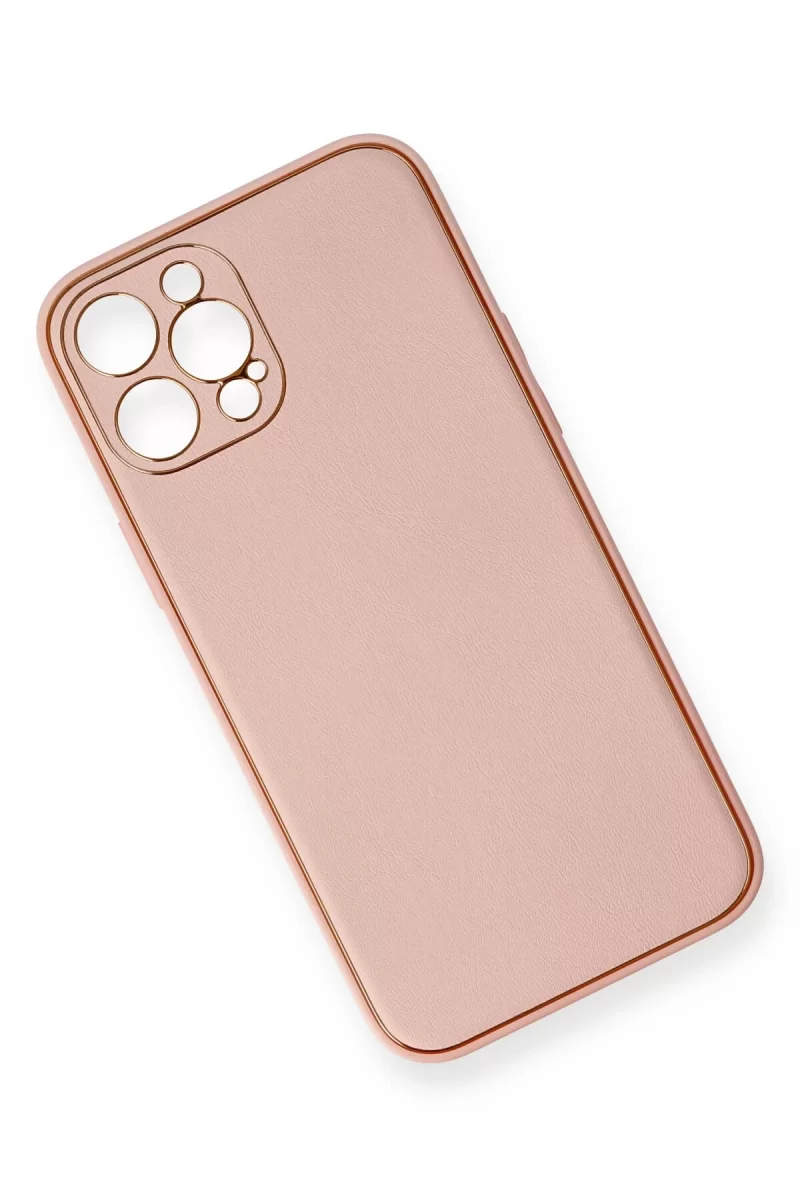 Newface Apple iPhone 12 Pro Max Kılıf Coco Deri Silikon Kapak - Pembe