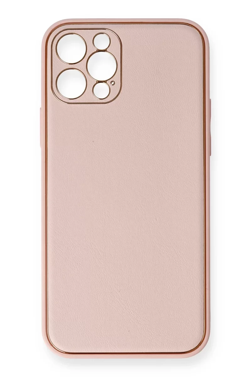 Newface Apple iPhone 12 Pro Kılıf Coco Deri Silikon Kapak - Pembe