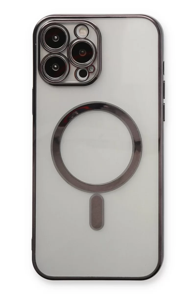 Newface Apple iPhone 13 Pro Max Kılıf Magneticsafe Lazer Silikon - Siyah