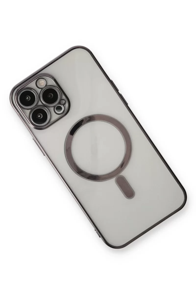 Newface Apple iPhone 13 Pro Max Kılıf Magneticsafe Lazer Silikon - Siyah
