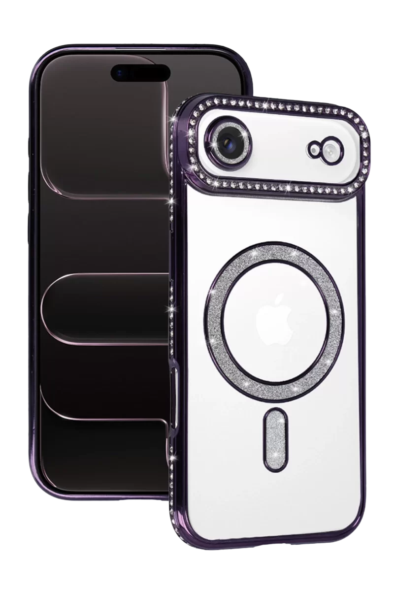 Newface Apple iPhone 17 Air Joke Simli Magneticsafe Kılıf - Derin Mor