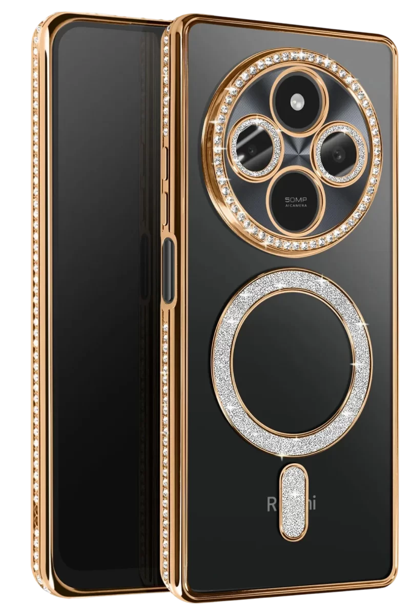Newface Xiaomi Redmi 14C Joke Simli Magneticsafe Kılıf - Gold