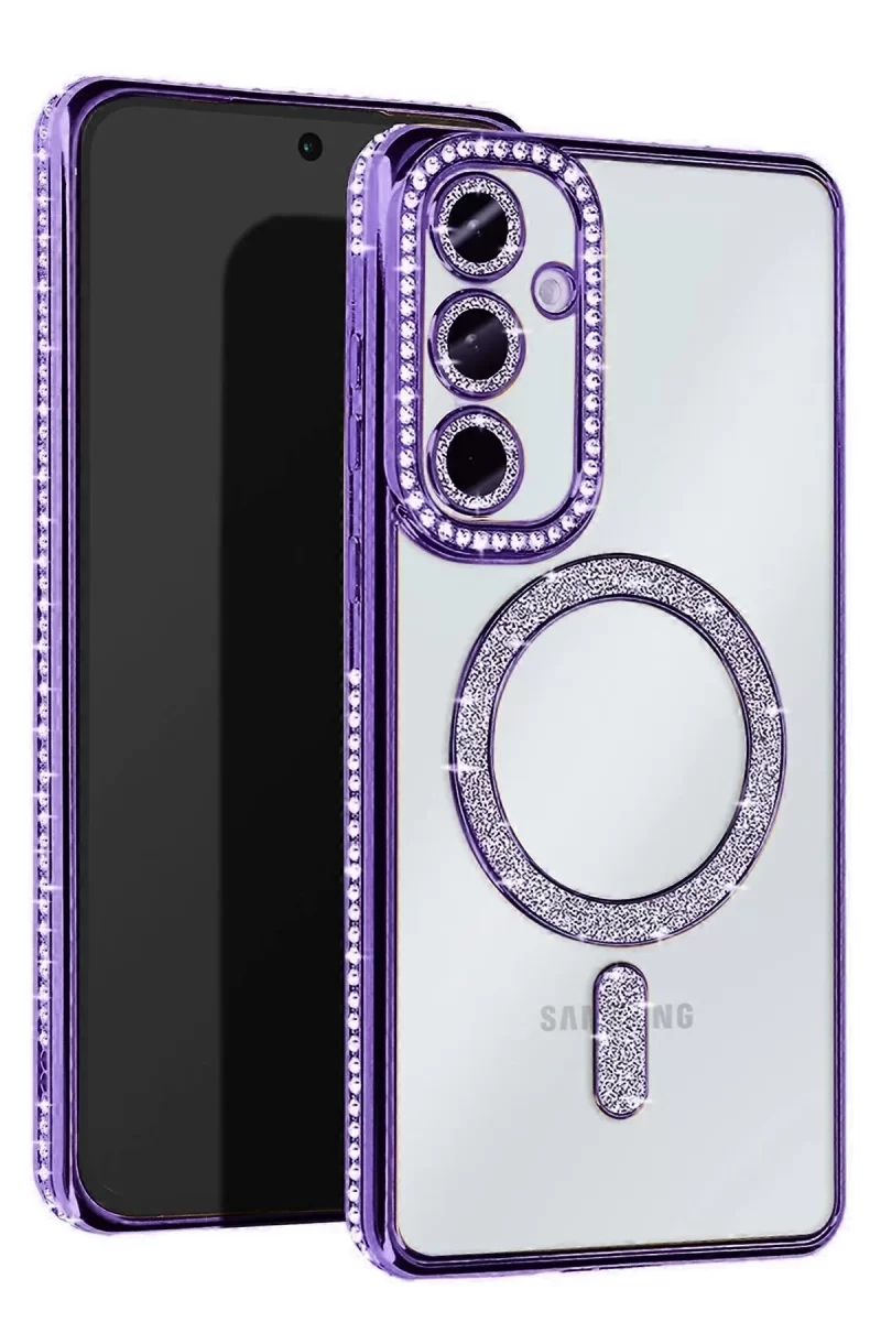 Newface Samsung Galaxy A35 5G Joke Simli Magneticsafe Kılıf - Derin Mor