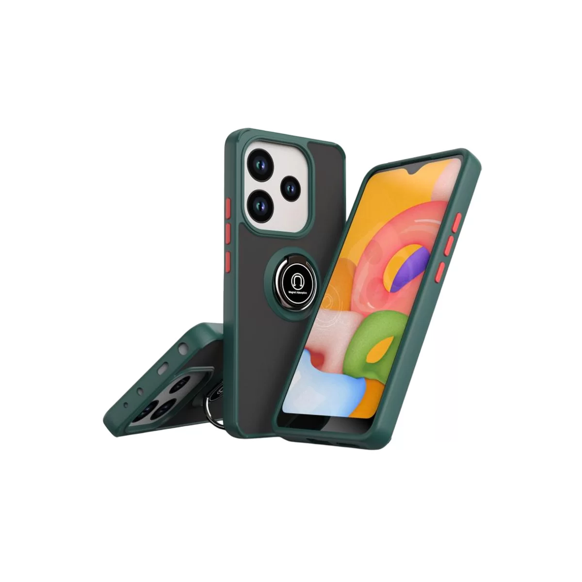 Newface Xiaomi Redmi Note 14 4G Montreal Yüzüklü Silikon Kapak - Yeşil