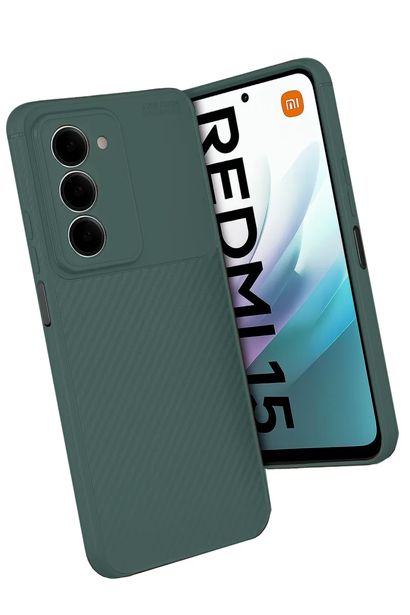 Newface Xiaomi Redmi 15 4G Auto Focus Karbon Kapak - Koyu Yeşil