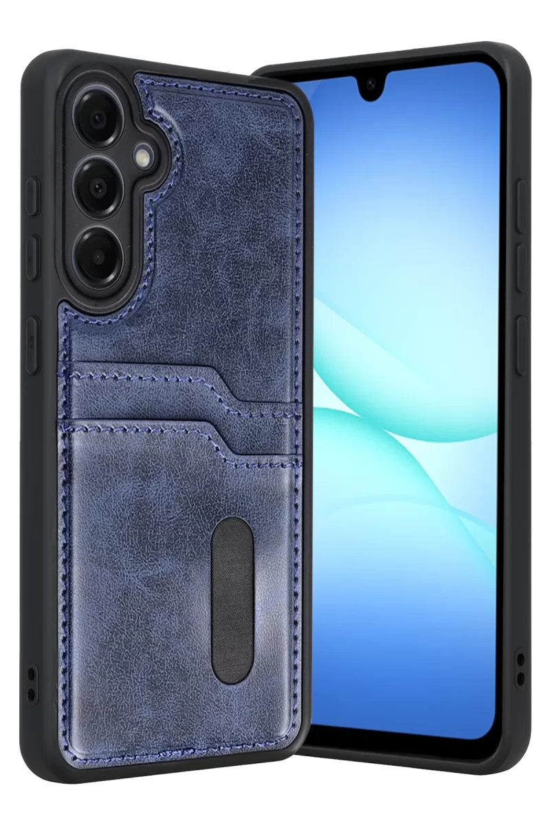 Newface Samsung Galaxy A17 5G Sara Kartvizitli Deri Kılıf - Lacivert