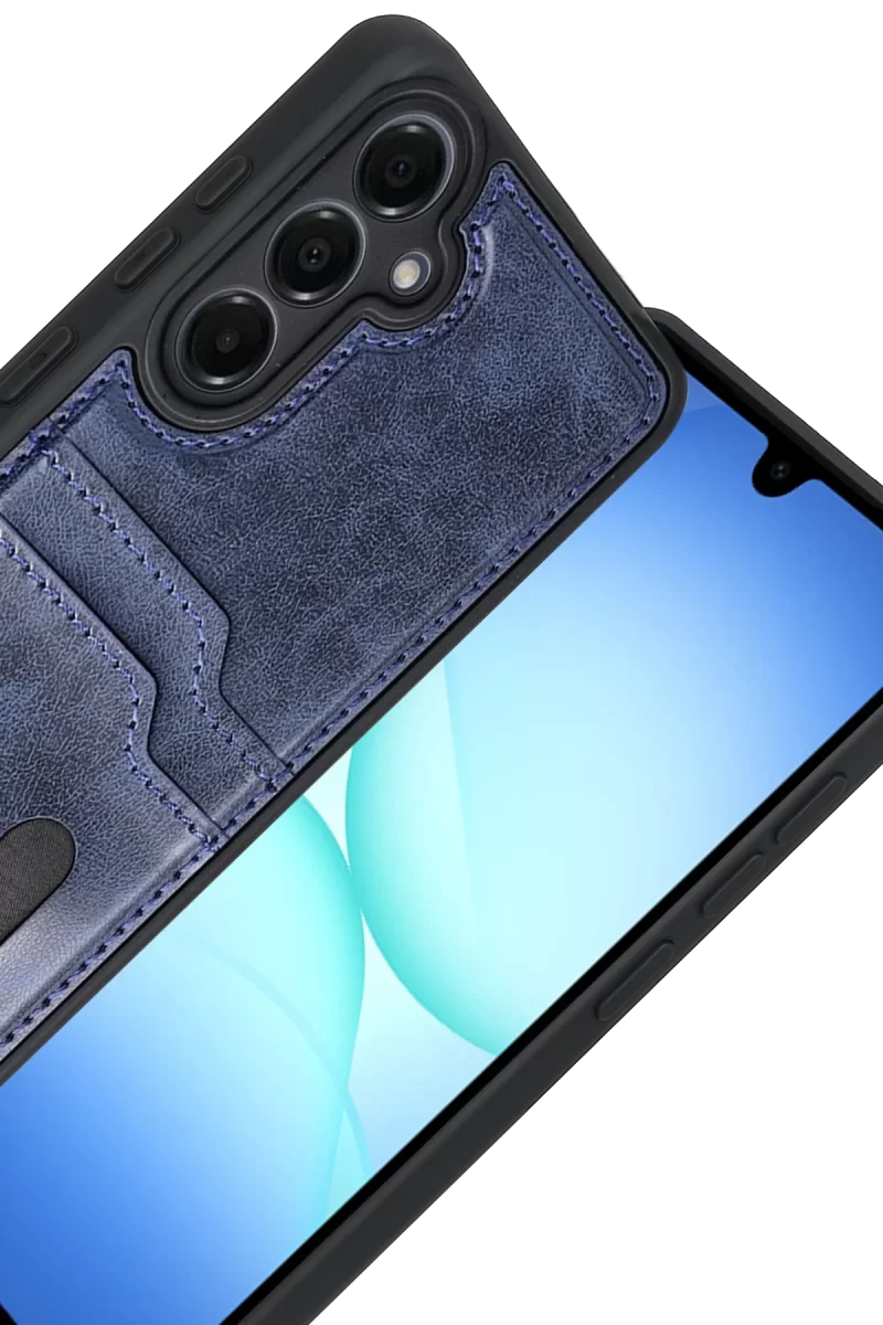 Newface Samsung Galaxy A17 5G Sara Kartvizitli Deri Kılıf - Lacivert