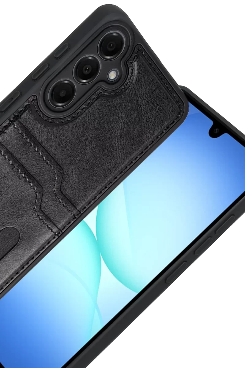 Newface Samsung Galaxy A17 5G Sara Kartvizitli Deri Kılıf - Siyah